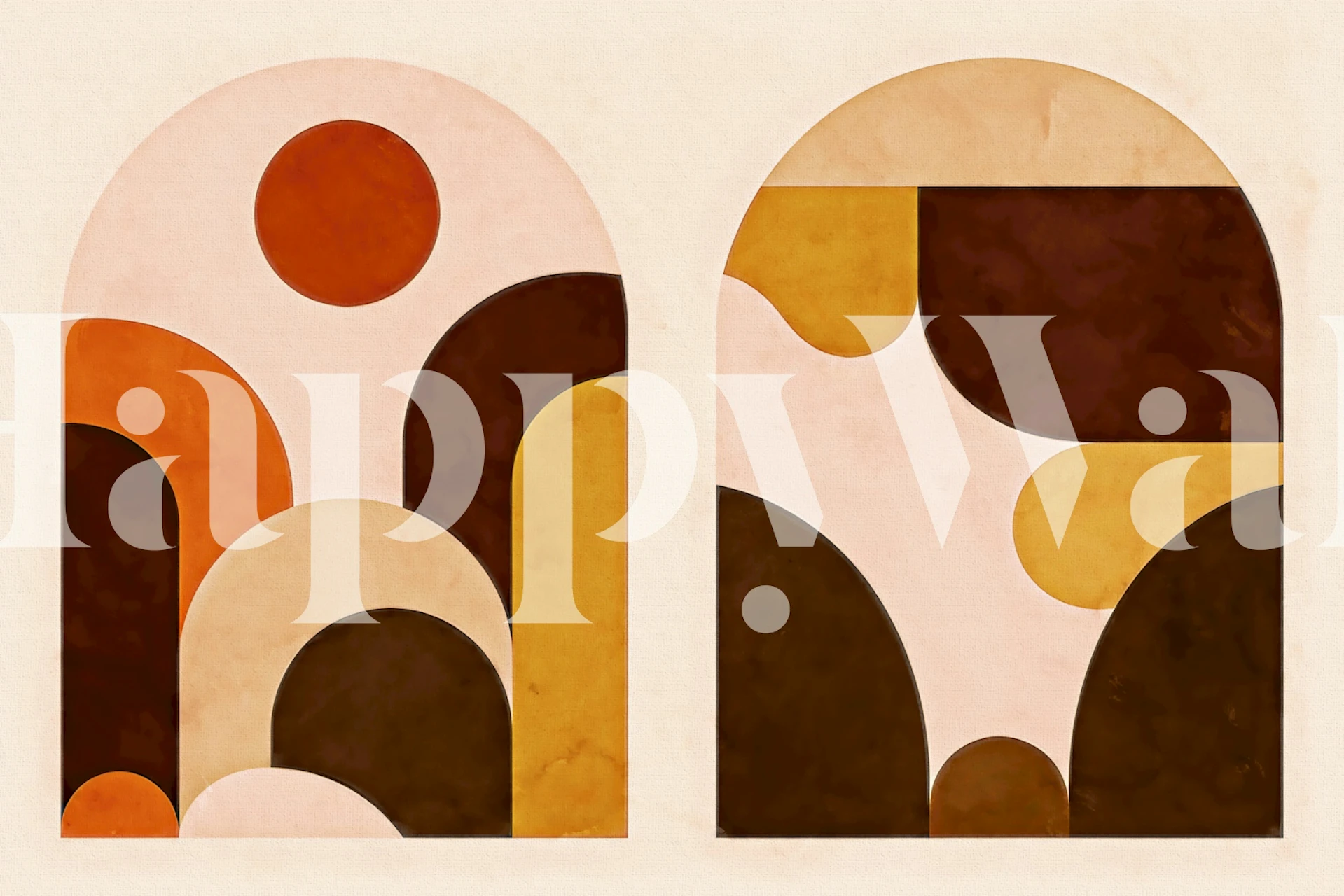 Warm Vintage Arch Art tapetti huoneessa