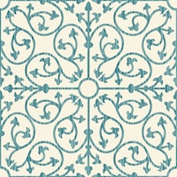 Medieval filigree tile turquoise ivory tapet