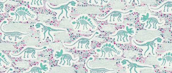 Dinosaur Fossils - Aqua and pink