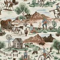 Western Cowboy Ranch Scene Pattern papiers peint