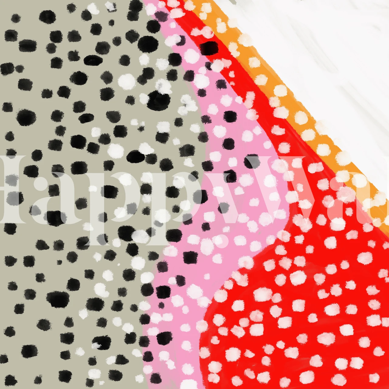 Papel tapiz colorido Crazy dot en una habitación