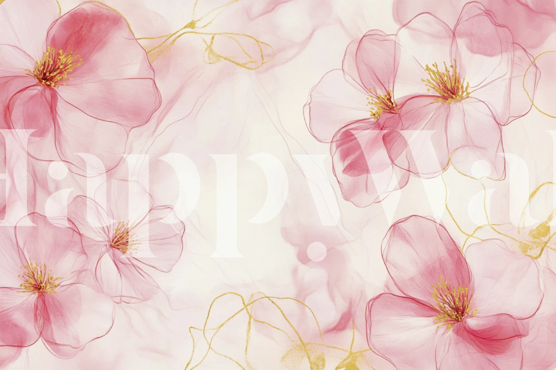 Ett rum med Ethereal Pink Flower Clouds design tapet