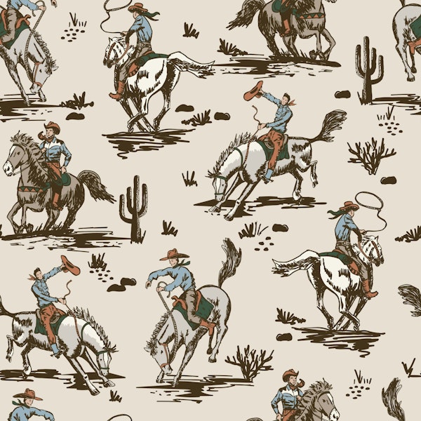 Wild West Rodeo Ride Bucking Bronco Ecru