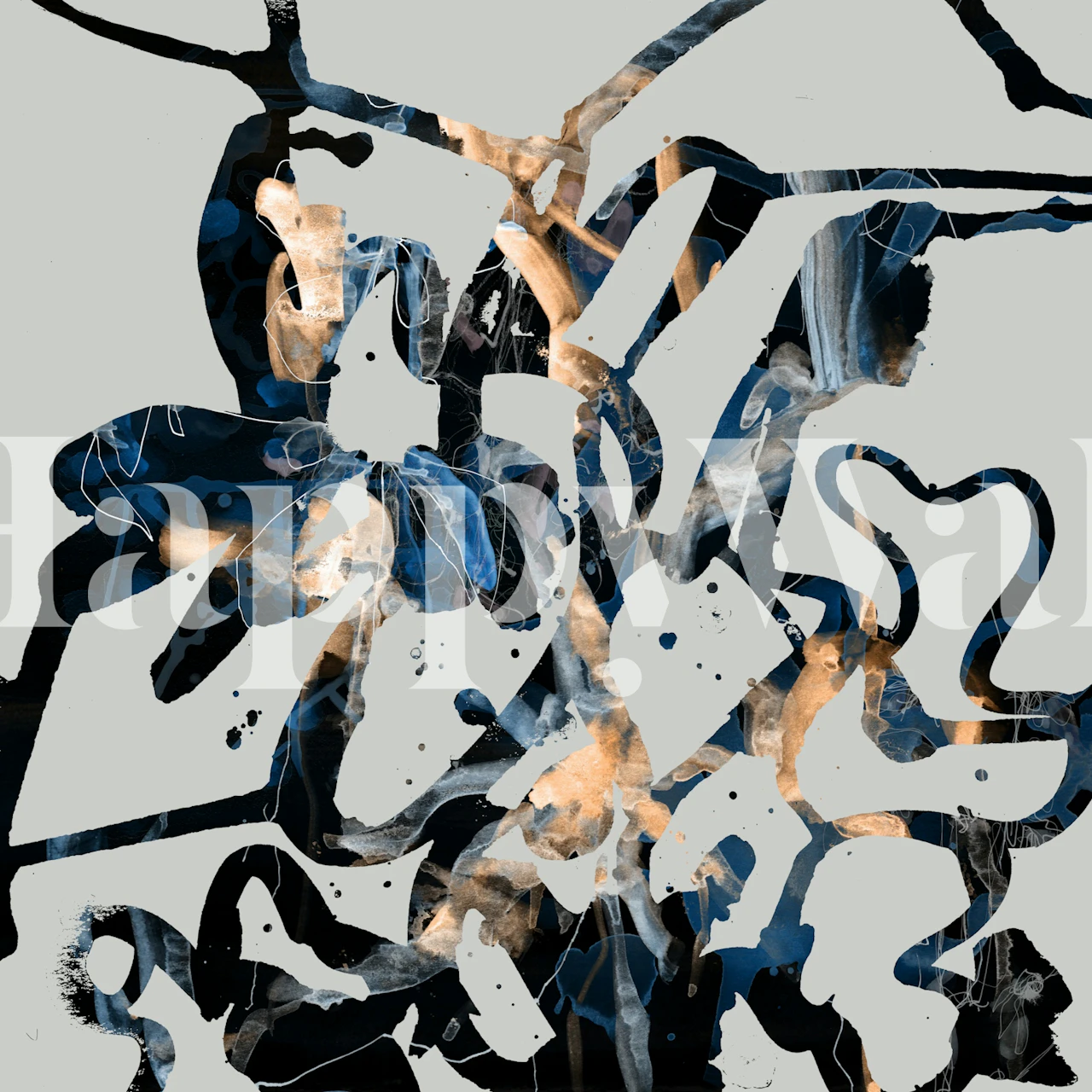 Abstract Azure Splash wallpaper in a room