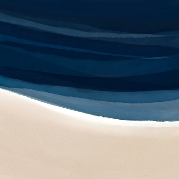 Minimal Beach Abstract 1 | Indigo & Tan