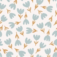 Modern Flower Delight Blue Mustard behang