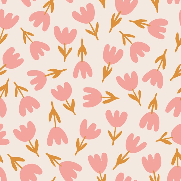 Modern Flower Delight Coral Orange