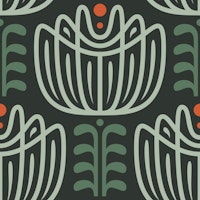 Tulip Inspired Elegance in Dark Green - L tapete