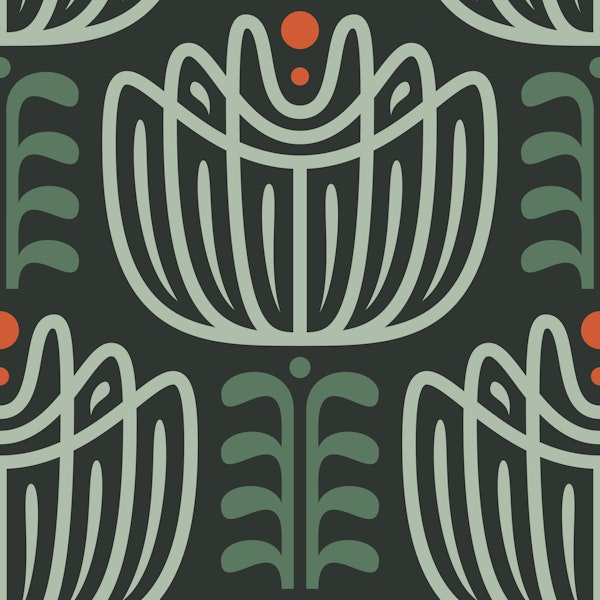 Tulip Inspired Elegance in Dark Green - L