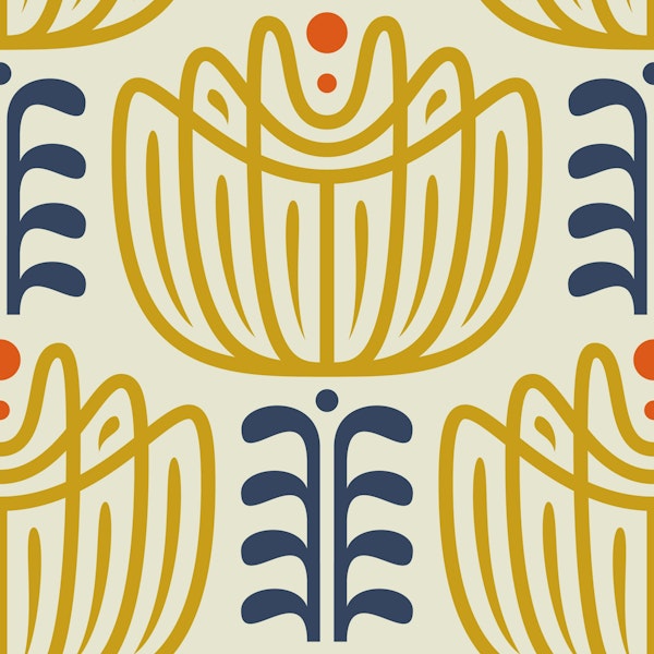 Tulip Inspired Elegance in Gold Navy - S