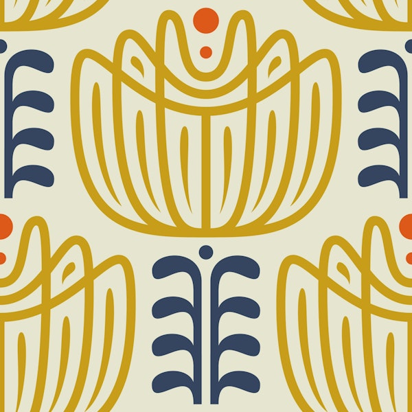 Tulip Inspired Elegance in Gold Navy - L