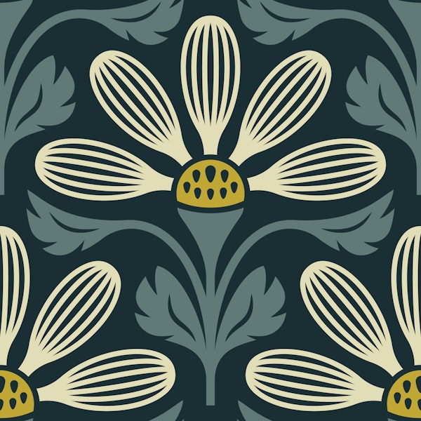 Classic Petal Elegance in Dark Green - S