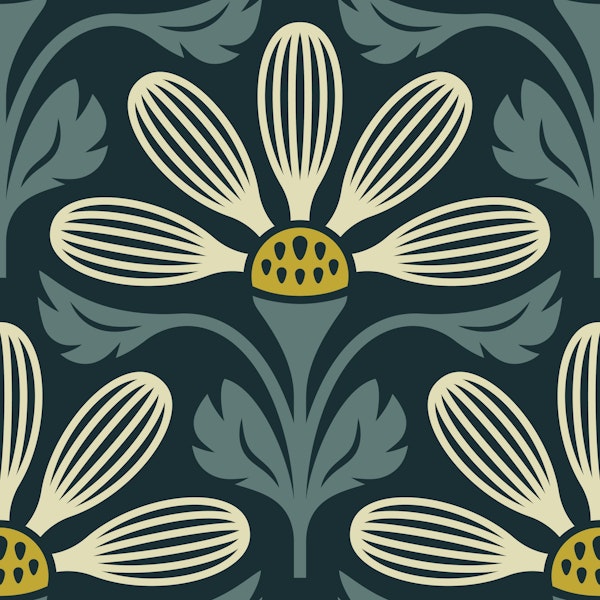 Classic Petal Elegance in Dark Green - L