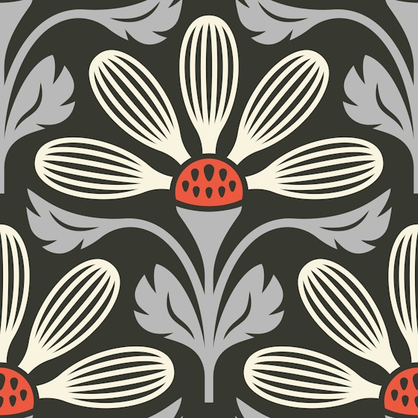 Classic Petal Elegance in Gray - S