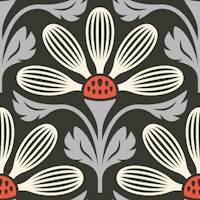 Classic Petal Elegance in Gray - L tapete