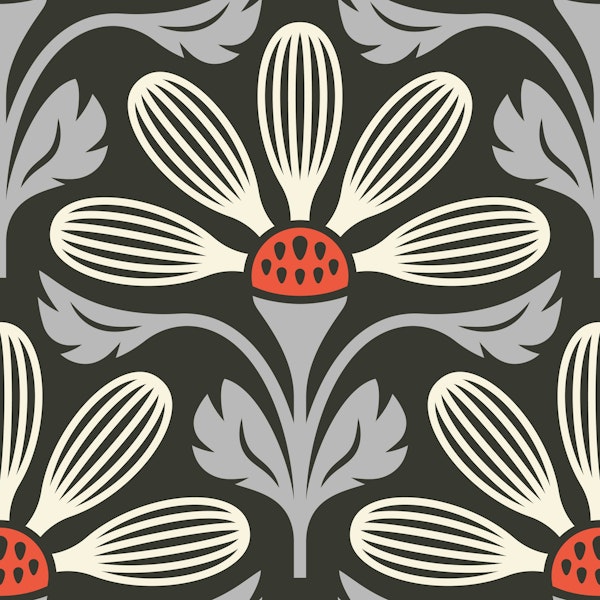 Classic Petal Elegance in Gray - L