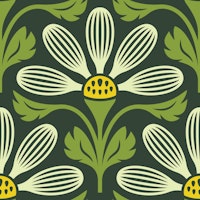 Classic Petal Elegance in Green - S tapete