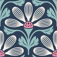 Classic Petal Elegance in Blue - S tapete