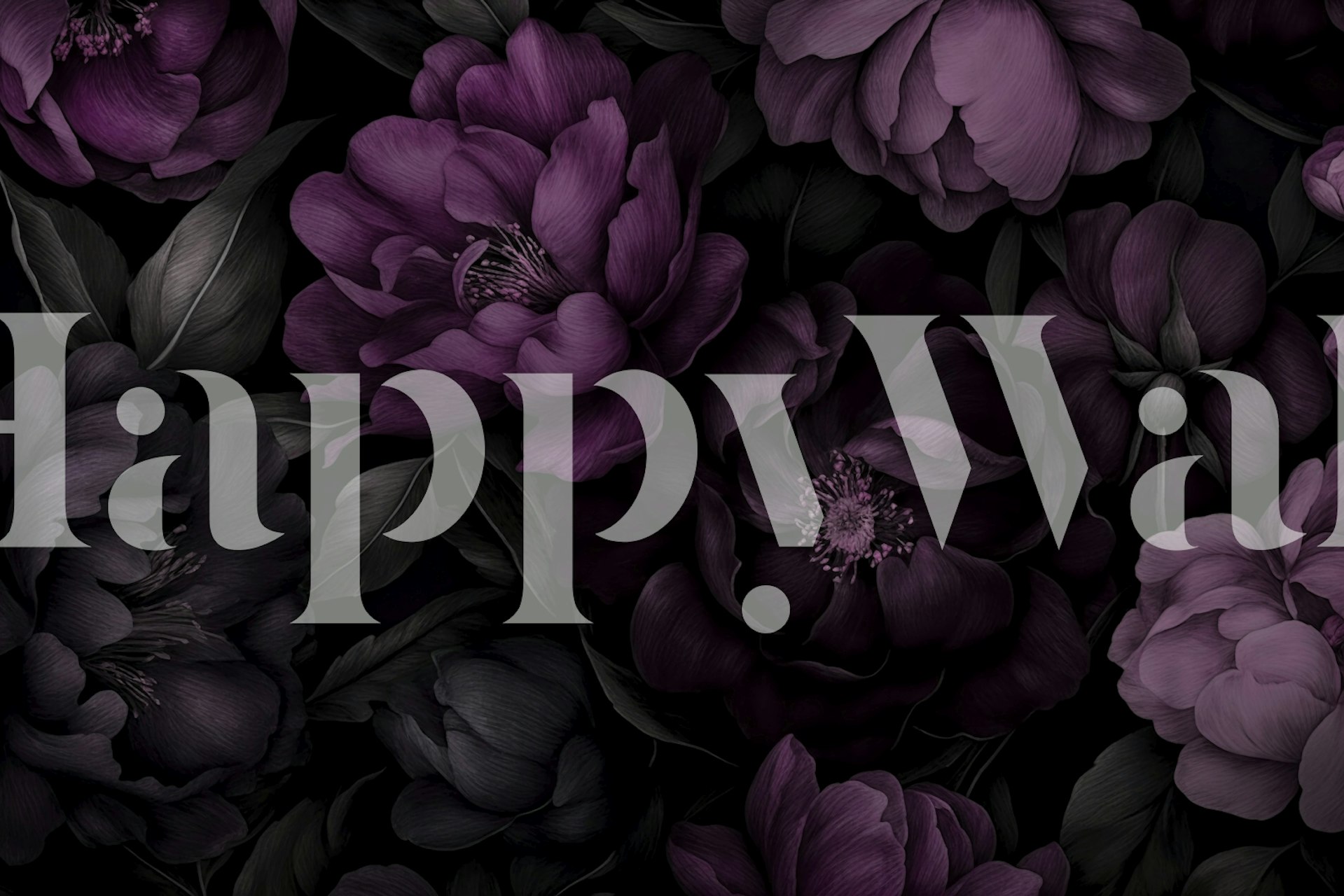 Design de papel de parede Deep Purple Nocturnal Gothic Garden Grace.