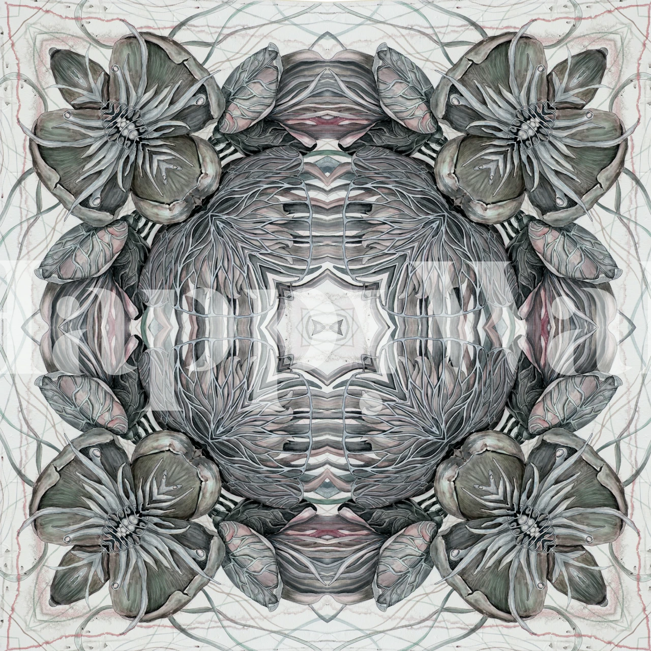 Hellebore circle tapetti esitelty huoneessa