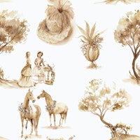 Elegant Pastoral Toile in Sepia tapeta