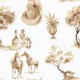Elegant Pastoral Toile in Sepia