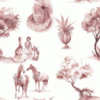 Elegant Pastoral Toile in Rouge tapeta