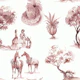 Elegant Pastoral Toile in Rouge