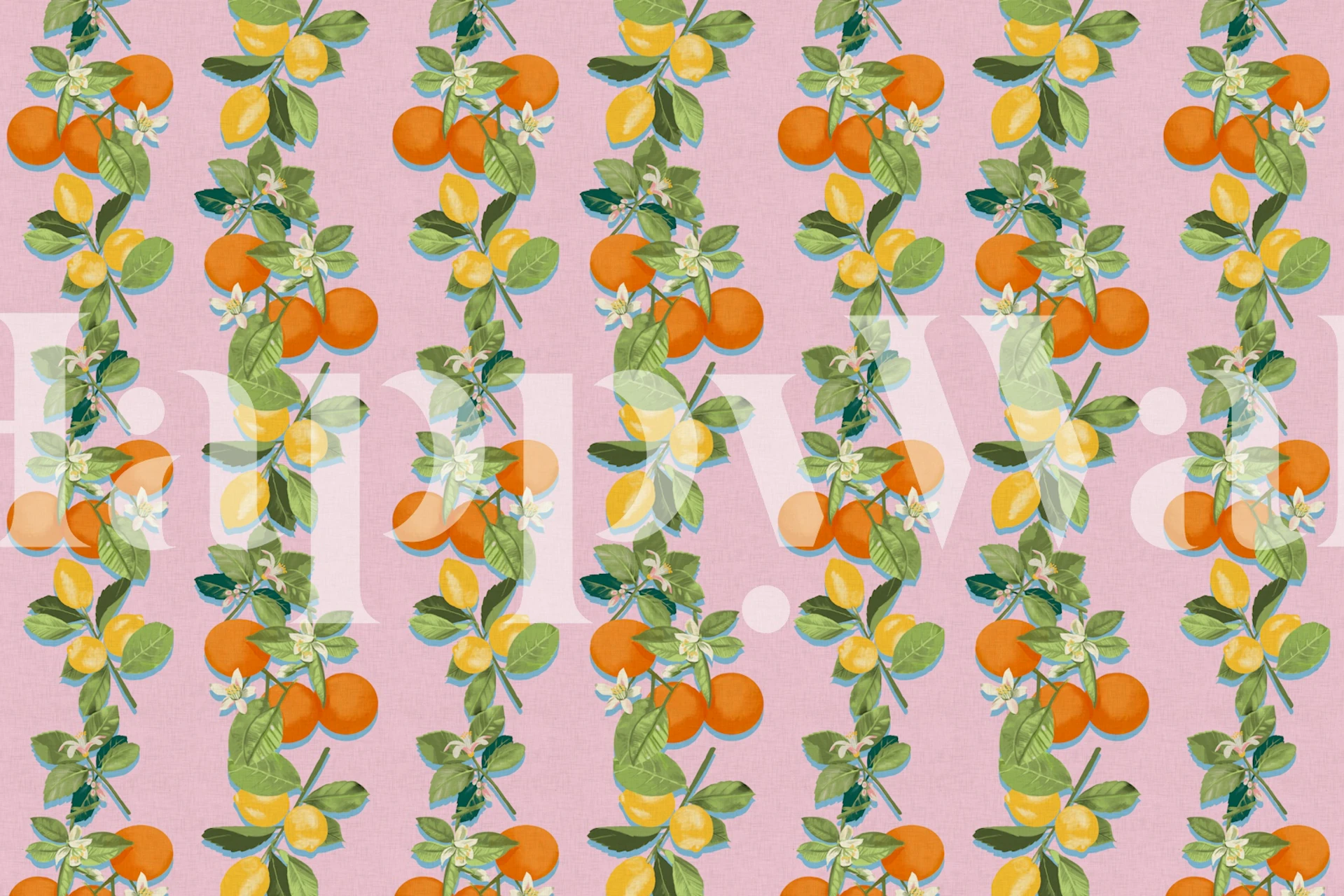 Citrus stripes behang in een kamer