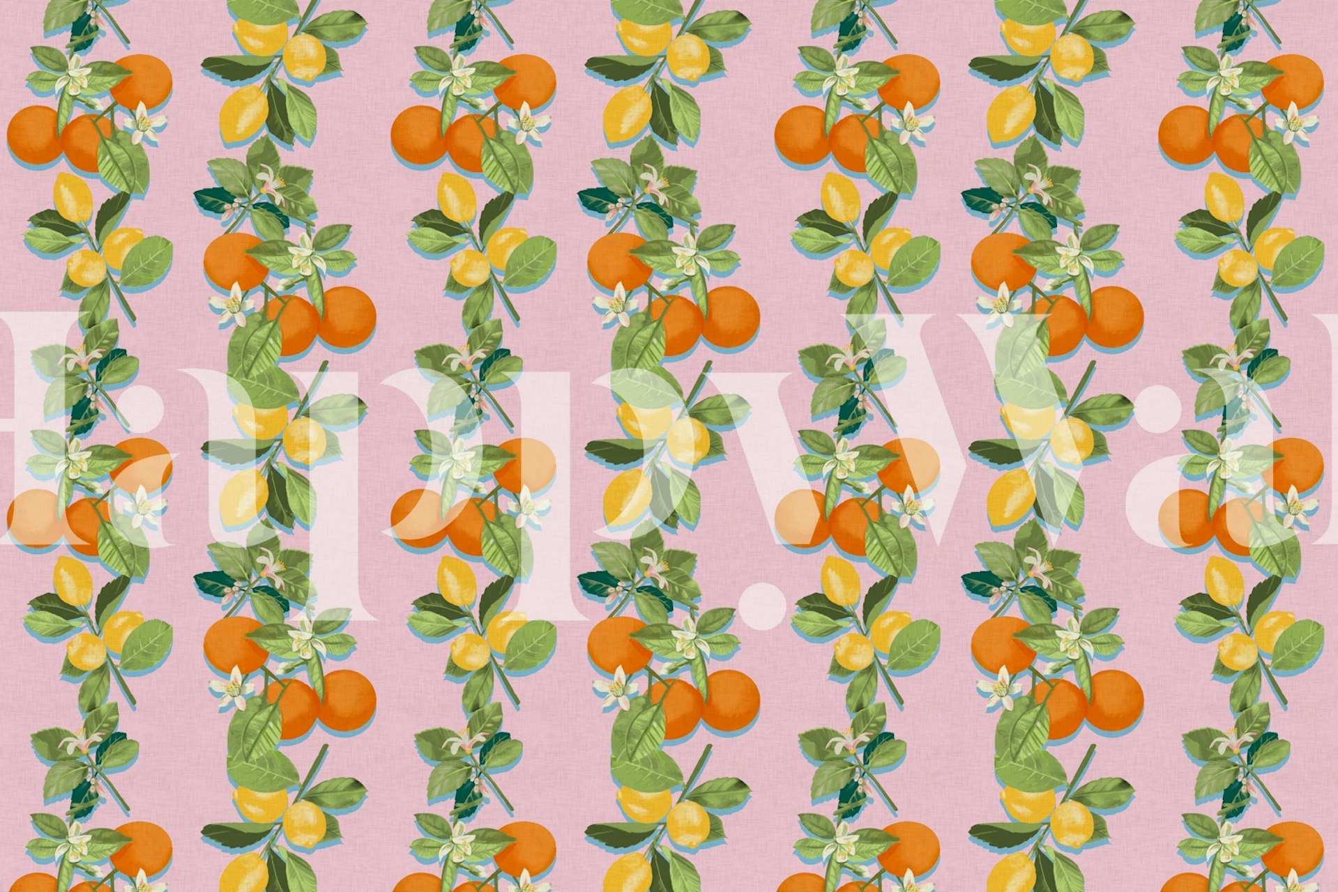 Citrus stripes wallpaper in a room