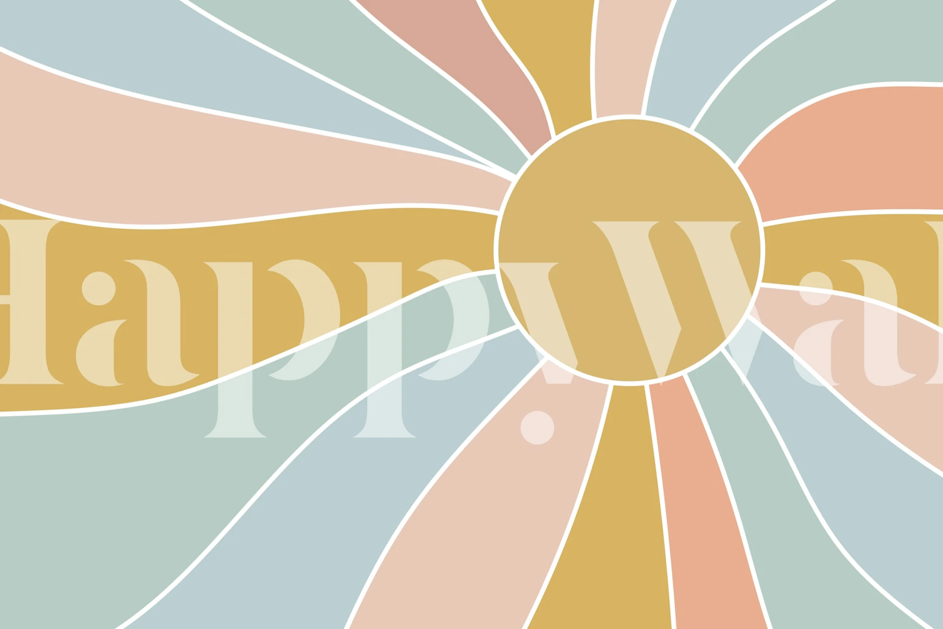 Papel de parede Wavy Boho Sun em um quarto