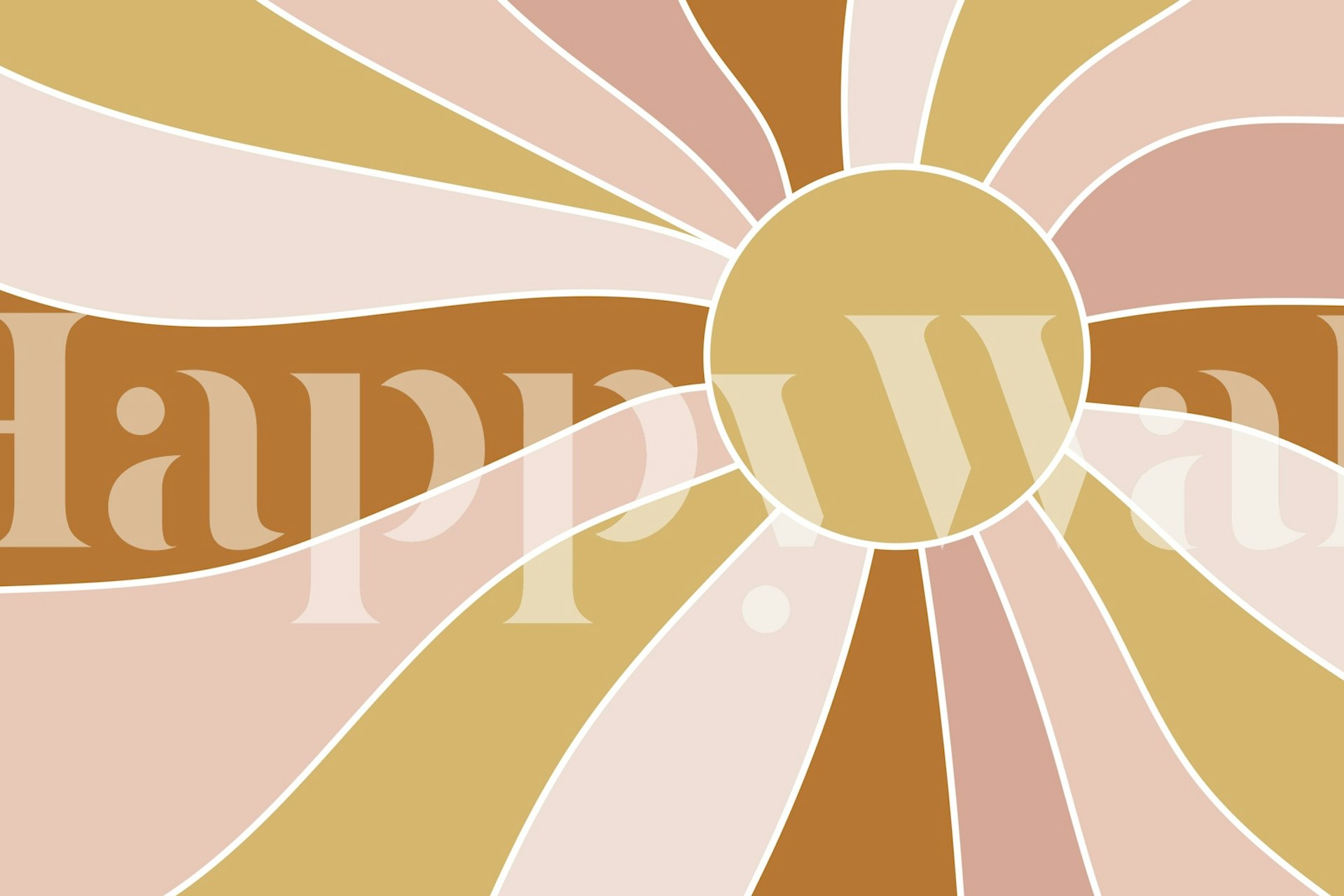 Tapeta Modern Wavy Boho Sun u sobi