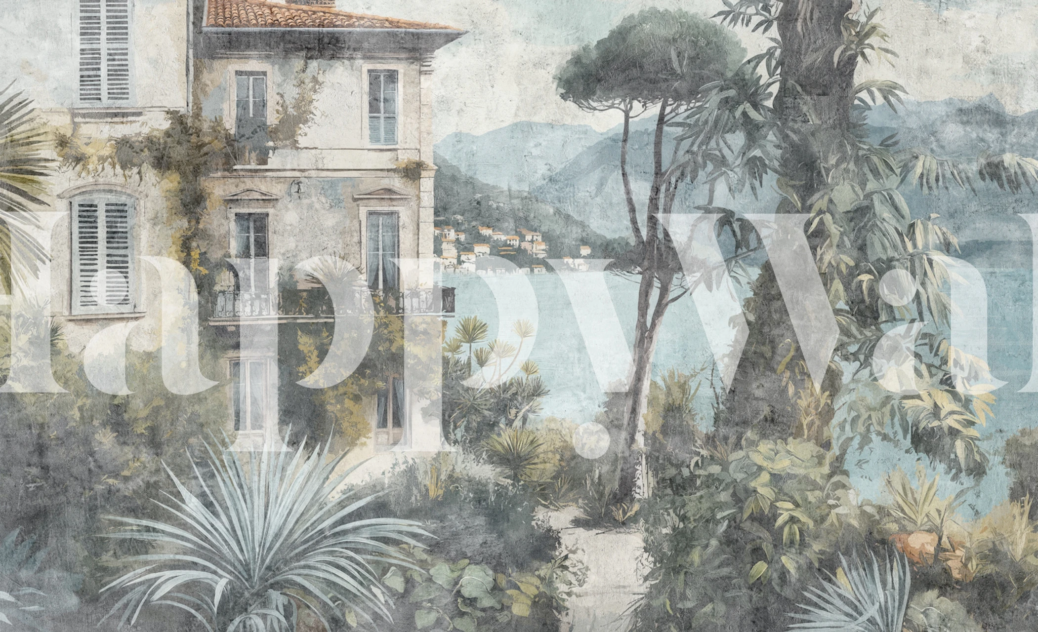 Mediterranean Voyage Villa Painting tapet i rummet