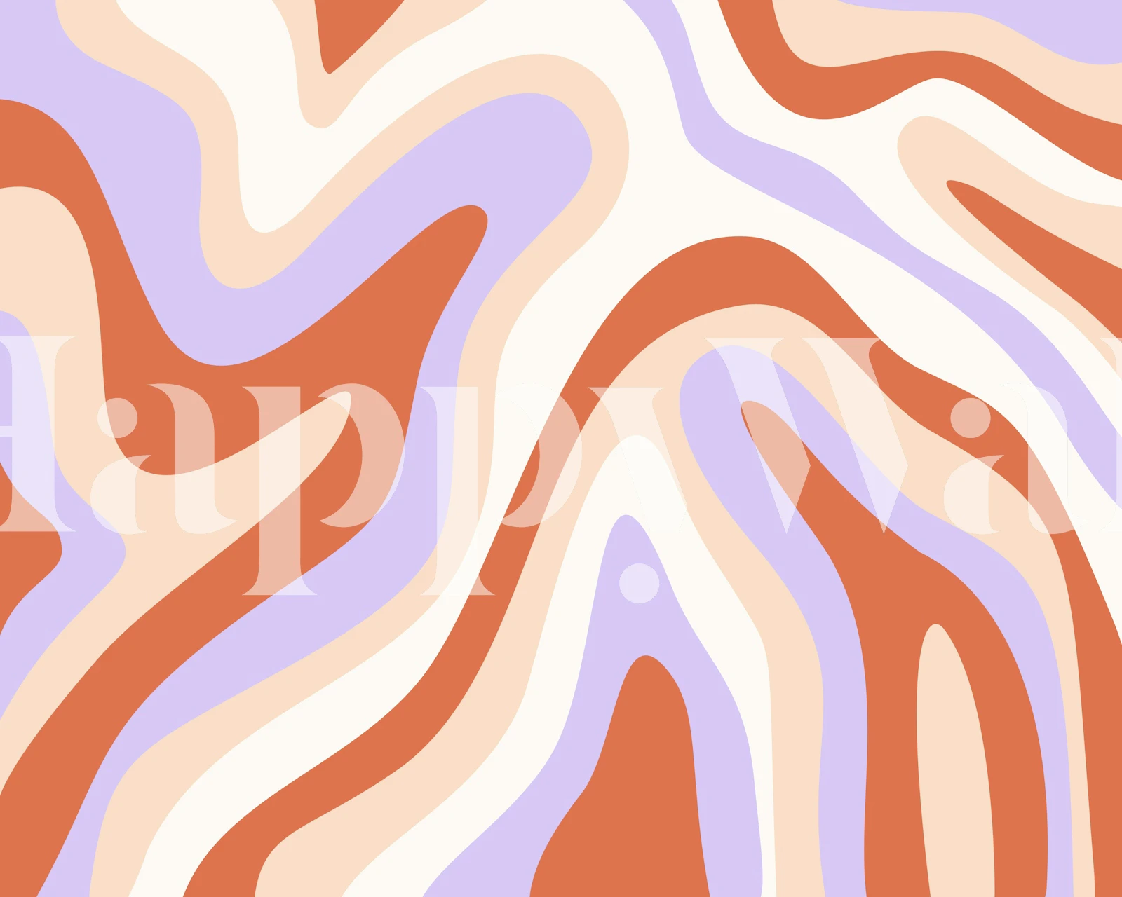 Abstract swirl patterns in orange, lavender, and cream tones wallpaper