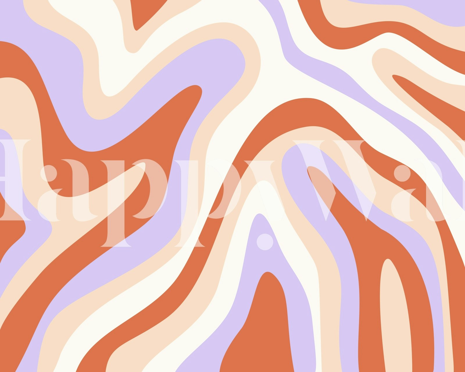 Abstract swirl patterns in orange, lavender, and cream tones wallpaper