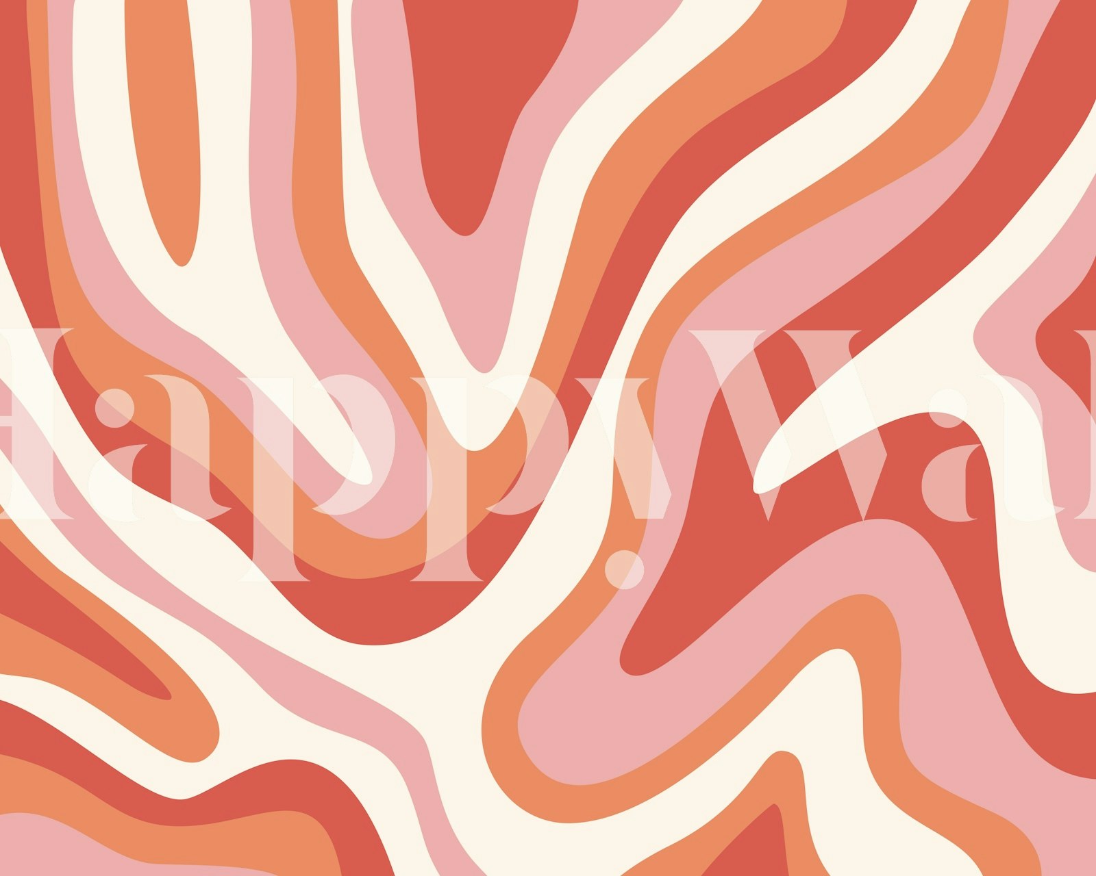 Abstract waves in red, pink, and cream wallpaper