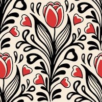 Red Tulips and Hearts behang