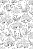 Charming Grey Mushroom Forest tapete