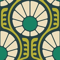 Retro Daisy Delight in Green - S behang