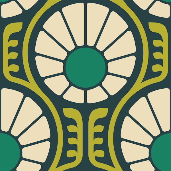 Retro Daisy Delight in Green - S