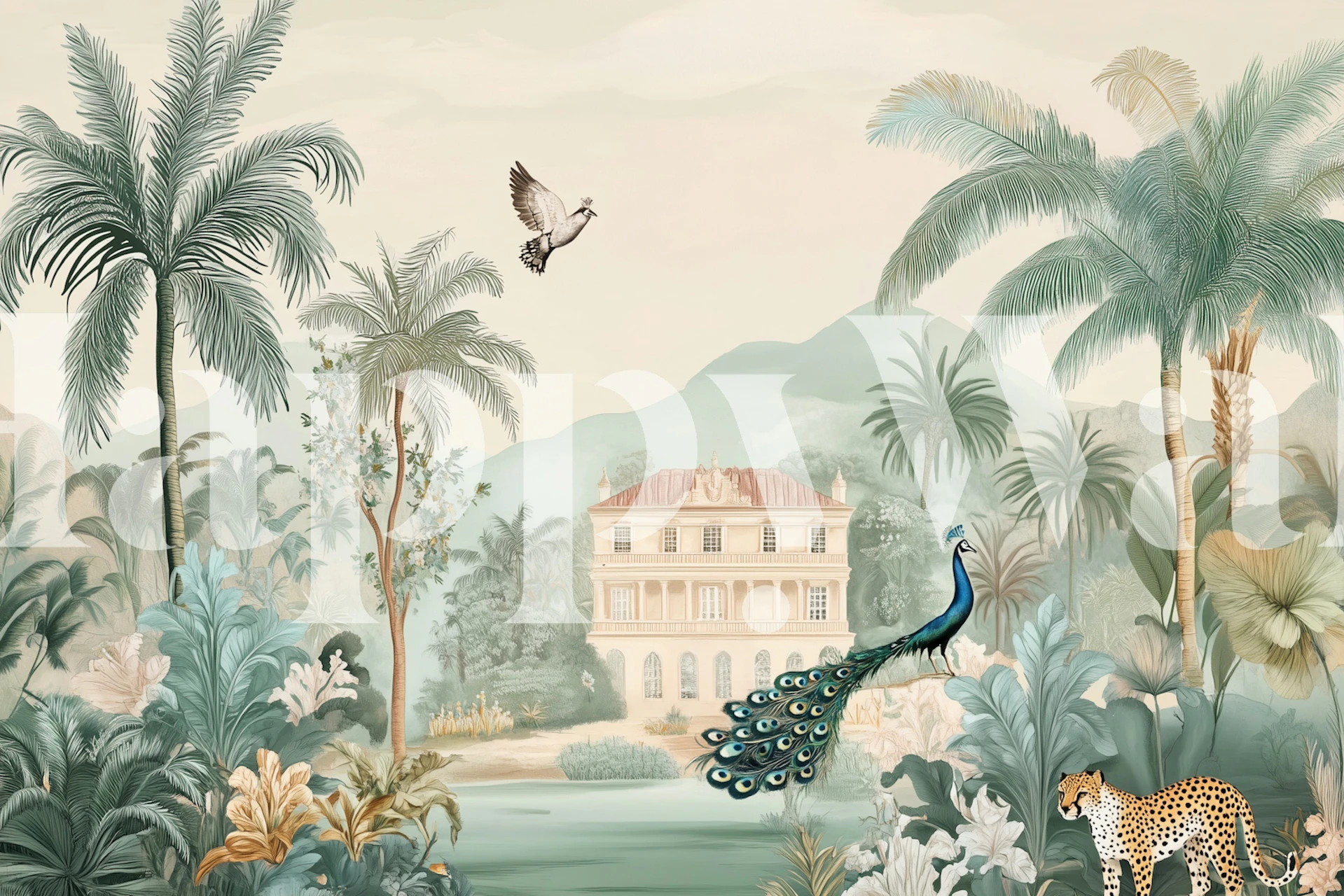 Lush Garden Residence-Tapete in einem Raum