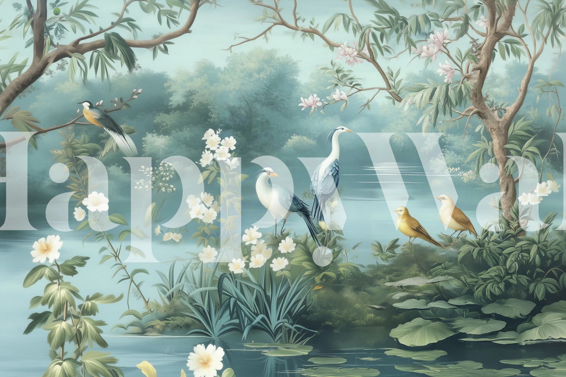 Serene Bird Paradise wallpaper design in a room