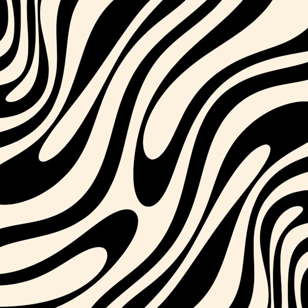 Abstract Wavy Loops Black and Cream Pattern
