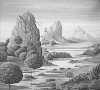 Peace River Valley (BW) neutral tapete