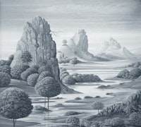 Peace River Valley (BW) cold tapete