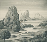 Peace River Valley (BW) greygreen tapete