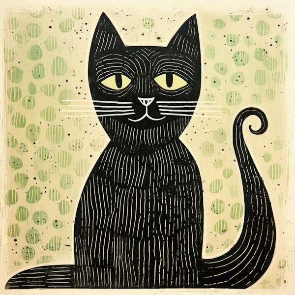 Folk Art Black Cat