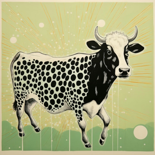 Folk Art Cow in Spring Light