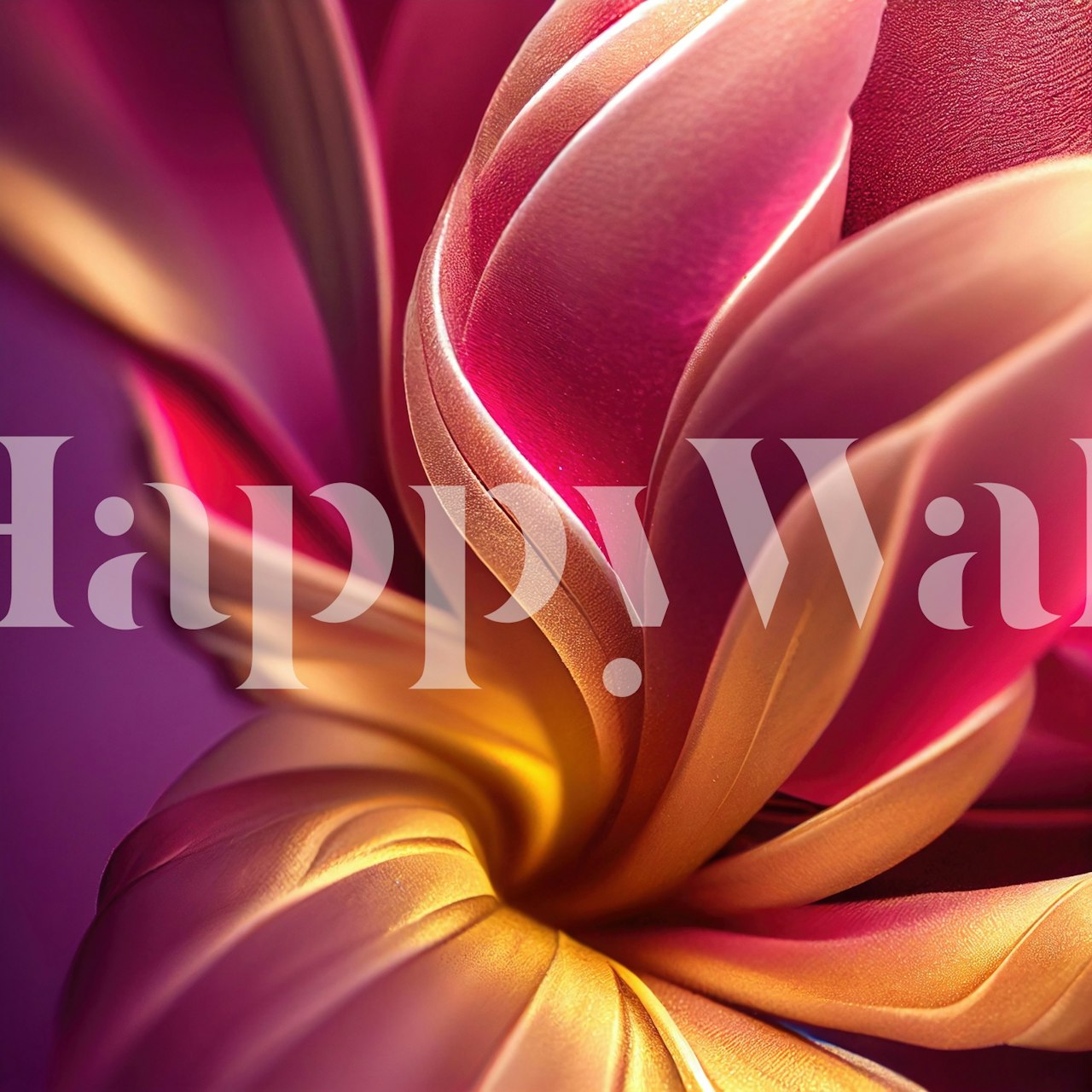 Pink and orange floral abstraction wallpaper