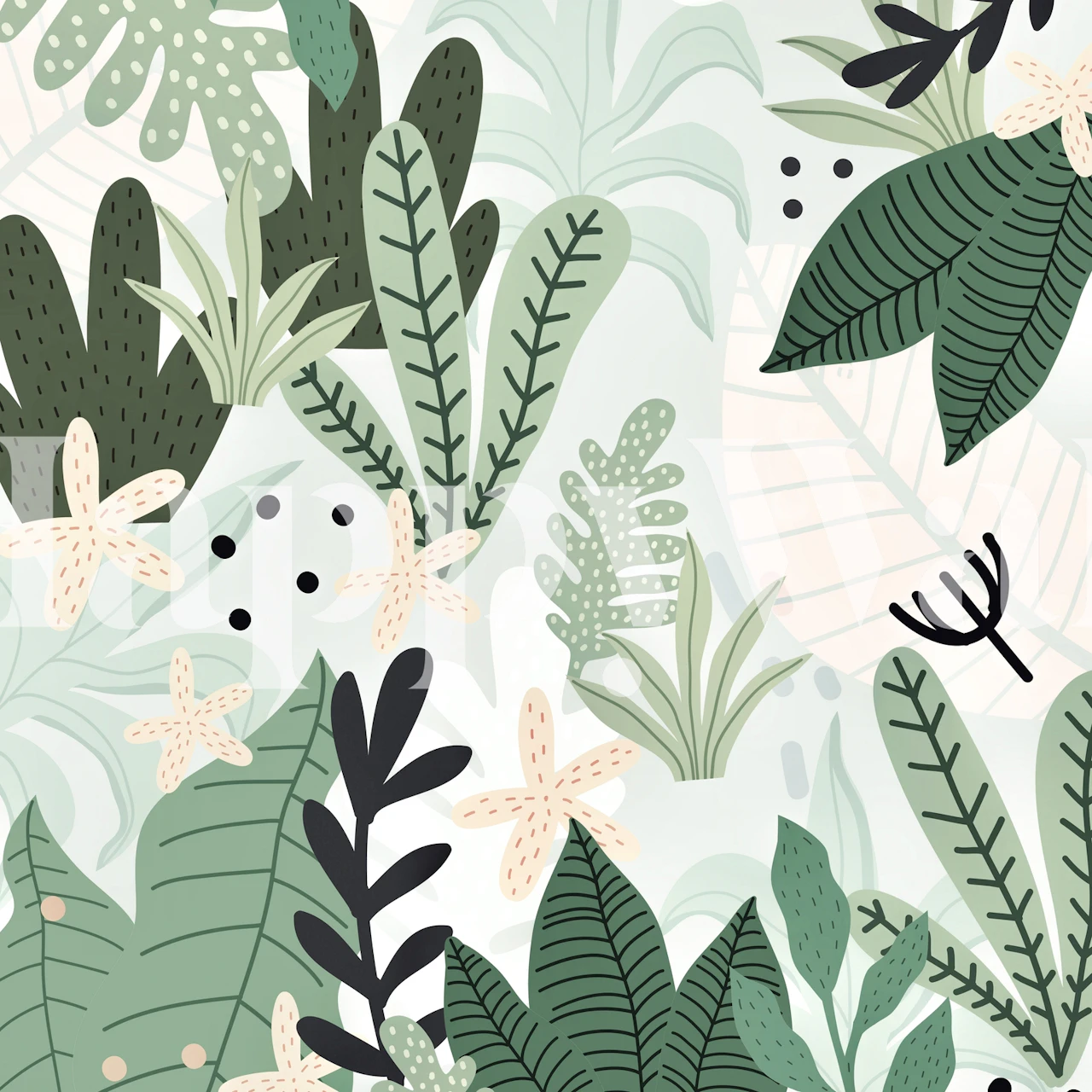 Papel de parede inspirado na selva em um quarto